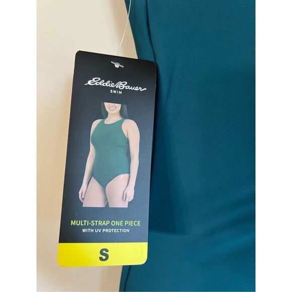 NWT Eddie Bauer One Piece Swimsuit Women’s Small Bathing Suit Green High Neck - Picture 14 of 15